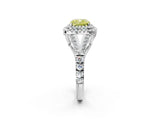 White gold Fancy Yellow Cushion Cut Diamond Double Halo Ring with Split Shank and Prong Setting_29