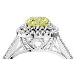 White gold Fancy Yellow Cushion Cut Diamond Double Halo Ring with Split Shank and Prong Setting_31