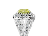 White gold Fancy Yellow Cushion Cut Diamond Double Halo Ring with Split Shank and Prong Setting_32