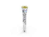 White gold Fancy Yellow Cushion Cut Diamond Engagement Ring with Baguette Side Stones and Channel Set Band_34