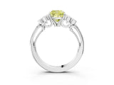 White gold Fancy Yellow Cushion  Cut Diamond Engagement Ring with Bezel Set Round Side Stones and Prong Setting_54