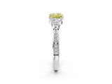 White gold Fancy Yellow Cushion  Cut Diamond Engagement Ring with Bezel Set Round Side Stones and Prong Setting_54