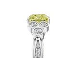 White gold Fancy Yellow Cushion  Cut Diamond Engagement Ring with Bezel Set Round Side Stones and Prong Setting_56