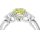 White gold Fancy Yellow Cushion  Cut Diamond Engagement Ring with Bezel Set Round Side Stones and Prong Setting_56