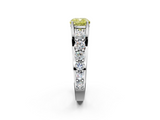 White gold Fancy Yellow Cushion  Cut Diamond Engagement Ring with Pavé Band and Four-Prong Setting_5