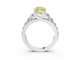 White gold Fancy Yellow Cushion  Cut Diamond Engagement Ring with Pavé Band and Four-Prong Setting_6