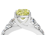 White gold Fancy Yellow Cushion  Cut Diamond Engagement Ring with Pavé Band and Four-Prong Setting_7