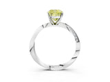 White gold Fancy Yellow Cushion Cut Diamond Engagement Ring with Side Stone Accents and Four-Prong Setting_27