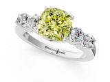 White gold Fancy Yellow Cushion  Cut Diamond Five-Stone Prong Set White Gold Ring_33