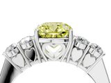 White gold Fancy Yellow Cushion  Cut Diamond Five-Stone Prong Set White Gold Ring_36