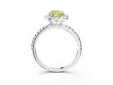 White gold Fancy Yellow Cushion  Cut Diamond Floral Halo Engagement Ring with Pavé Band and Prong Setting_52