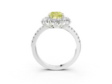 White gold Fancy Yellow Cushion  Cut Diamond Floral Halo Pave Band with Prong Setting_41