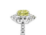 White gold Fancy Yellow Cushion  Cut Diamond Floral Halo Pave Band with Prong Setting_43