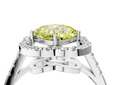 White gold Fancy Yellow Cushion Cut Diamond Floral Halo Split Shank Prong Setting Ring_10