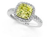 White gold Fancy Yellow Cushion Cut Diamond Halo Engagement Ring with Pavé Band and Prong Setting_52
