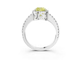 White gold Fancy Yellow Cushion Cut Diamond Halo Engagement Ring with Pavé Band and Prong Setting_54