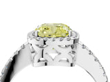 White gold Fancy Yellow Cushion Cut Diamond Halo Engagement Ring with Pavé Band and Prong Setting_55