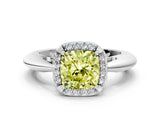 White gold Fancy Yellow Cushion  Cut Diamond Halo Engagement Ring with Split Shank and Four-Prong Setting_88