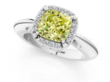 White gold Fancy Yellow Cushion  Cut Diamond Halo Engagement Ring with Split Shank and Four-Prong Setting_92