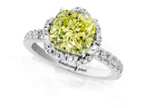 White gold Fancy Yellow Cushion Cut Diamond Halo Pave Band with Four-Prong Setting_4