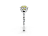White gold Fancy Yellow Cushion Cut Diamond Halo Pave Band with Four-Prong Setting_5