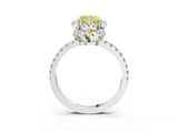 White gold Fancy Yellow Cushion Cut Diamond Halo Pave Band with Four-Prong Setting_6