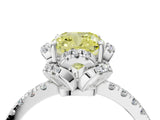 White gold Fancy Yellow Cushion Cut Diamond Halo Pave Band with Four-Prong Setting_7