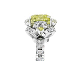 White gold Fancy Yellow Cushion Cut Diamond Halo Pave Band with Four-Prong Setting_8
