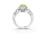 White gold Fancy Yellow Cushion Cut Diamond Halo Ring with Milgrain Pavé Band and Four-Prong Setting_51
