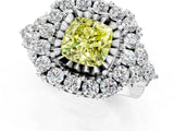White gold Fancy Yellow Cushion Cut Diamond Halo Ring with Pavé Band and Four-Prong Setting_54