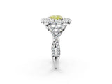 White gold Fancy Yellow Cushion Cut Diamond Halo Ring with Pavé Band and Four-Prong Setting_55