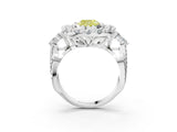 White gold Fancy Yellow Cushion Cut Diamond Halo Ring with Pavé Band and Four-Prong Setting_57