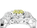 White gold Fancy Yellow Cushion Cut Diamond Halo Ring with Pavé Band and Four-Prong Setting_57