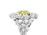 White gold Fancy Yellow Cushion Cut Diamond Halo Ring with Pavé Band and Four-Prong Setting_58