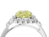 White gold Fancy Yellow Cushion Cut Diamond Halo Ring with Pear Side Stones and Prong Setting_79