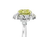 White gold Fancy Yellow Cushion Cut Diamond Halo Ring with Pear Side Stones and Prong Setting_80