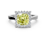White gold Fancy Yellow Cushion  Cut Diamond Halo Ring with Round Brilliant Halo and Solitaire Band_88