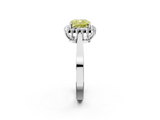 White gold Fancy Yellow Cushion  Cut Diamond Halo Ring with Round Brilliant Halo and Solitaire Band_89