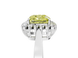 White gold Fancy Yellow Cushion  Cut Diamond Halo Ring with Round Brilliant Halo and Solitaire Band_92
