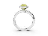 White gold Fancy Yellow Cushion Cut Diamond Halo Ring with Round Split Shank and Prong Setting_28
