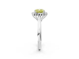 White gold Fancy Yellow Cushion  Cut Diamond Halo Ring with Solitaire Band and Prong Setting_55