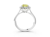 White gold Fancy Yellow Cushion  Cut Diamond Halo Ring with Solitaire Band and Prong Setting_56
