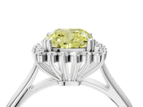 White gold Fancy Yellow Cushion  Cut Diamond Halo Ring with Solitaire Band and Prong Setting_57