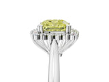 White gold Fancy Yellow Cushion  Cut Diamond Halo Ring with Solitaire Band and Prong Setting_58
