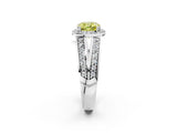 White gold Fancy Yellow Cushion Cut Diamond Halo Ring with Split Shank Pavé Band and Four-Prong Setting_14