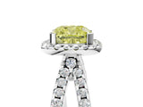 White gold Fancy Yellow Cushion Cut Diamond Halo Ring with Split Shank Pavé Band and Prong Setting_83