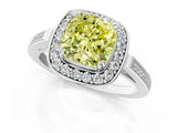 White gold Fancy Yellow Cushion Cut Diamond Halo Ring with Split Shank and Four-Prong Setting_80