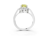 White gold Fancy Yellow Cushion Cut Diamond Halo Ring with Split Shank and Four-Prong Setting_82
