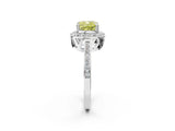 White gold Fancy Yellow Cushion Cut Diamond Halo Ring with Split Shank and Four-Prong Setting_83