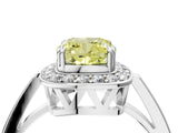 White gold Fancy Yellow Cushion Cut Diamond Halo Ring with Split Shank and Four-Prong Setting_83